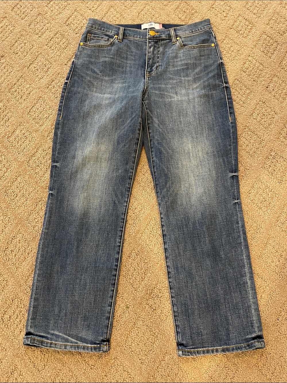 CAbi Women's Faded Blue Cropped Straight Jeans Soho Style